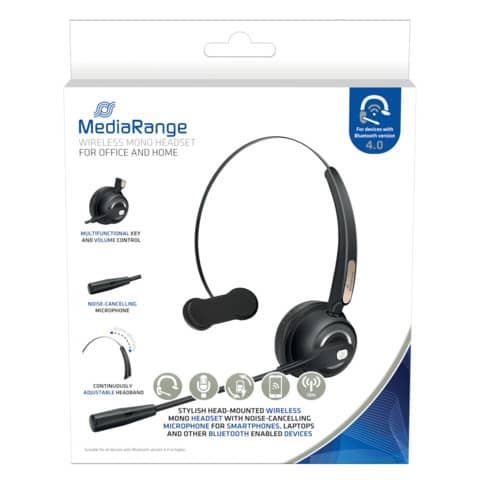 Cuffia mono auricolare per PC Media Range wireless con microfono - batteria 180mAh - nero - MROS305